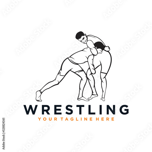 wrestling logo vector design silhouette