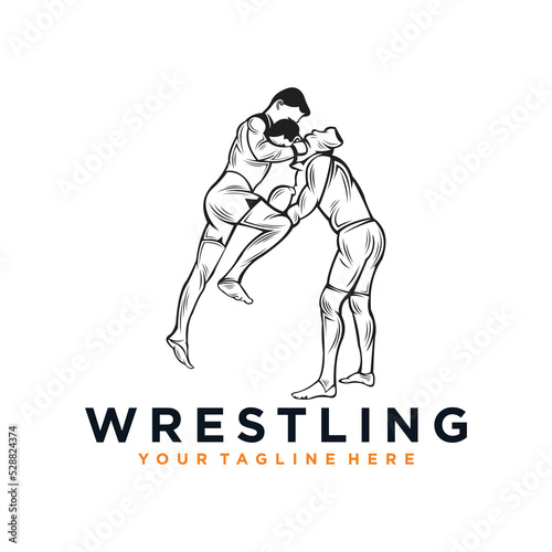wrestling logo vector design silhouette