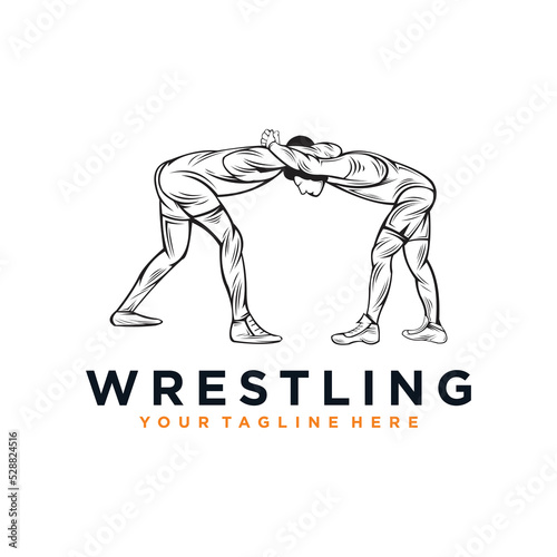 wrestling logo vector design silhouette