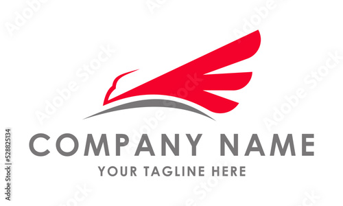 Red Color Abstract Feather Bird Logo Design