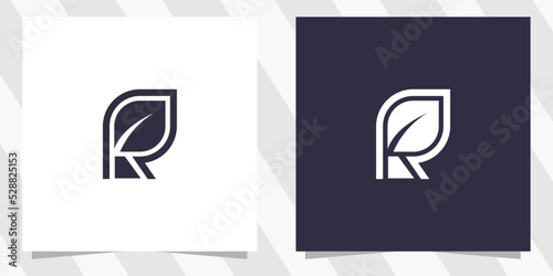 letter r with leaf logo design