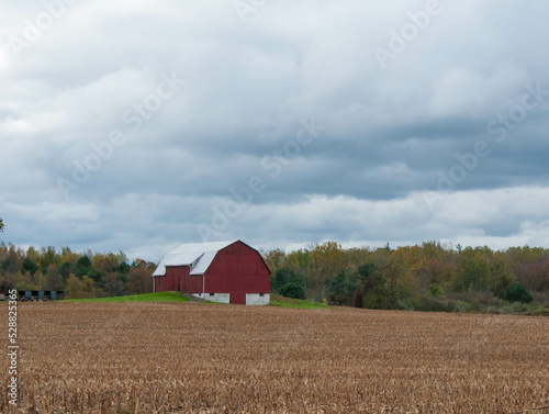red barn in the field