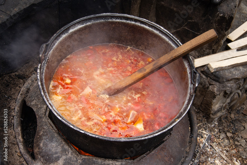 vegetable stew with smoked pork prepared for the cauldron, specialty from Romania
