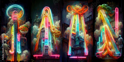 Lights in the night. cyberpunk city. neon style