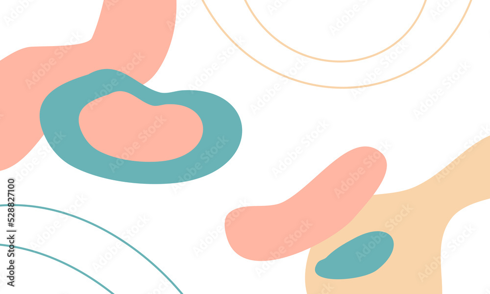 Abstract white background with organic shapes. Abstract design background with white color and pastel color. Organic shapes background art. Background with liquid element and blobs.