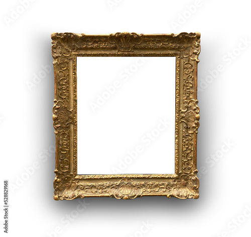 Golden ornamental frame on white background with shadow (ID: 528829168)