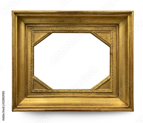 Golden retro frame, octagon inside, square outside. Frame with shadow (ID: 528829183)
