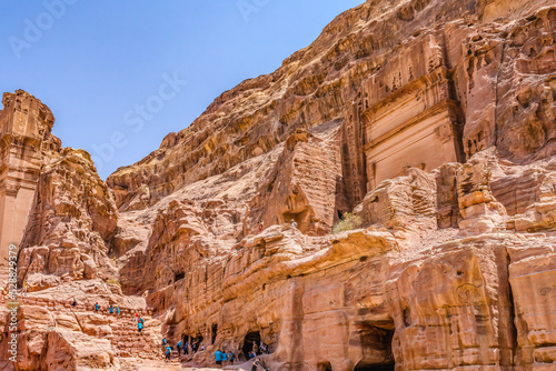 Walking to Royal Rock Tombs Petra Jordan