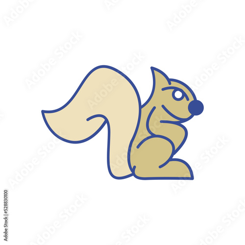 Brown squirrel standing vector illustration logo template,
