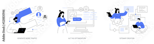 SEO online service abstract concept vector illustrations.