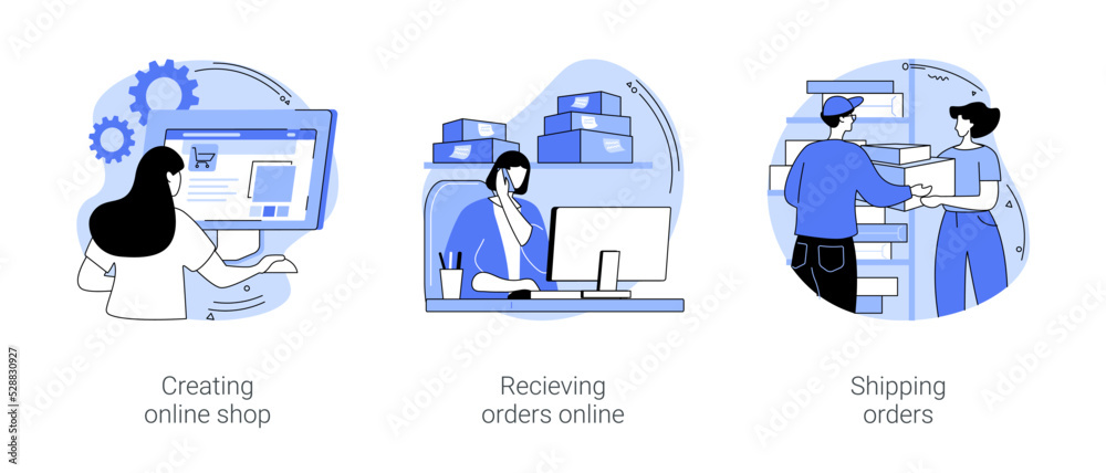E-commerce store owner isolated cartoon vector illustrations se Stock