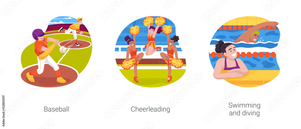 Sports in high school isolated cartoon vector illustration set Sports in high school isolated cartoon vector illustration set
