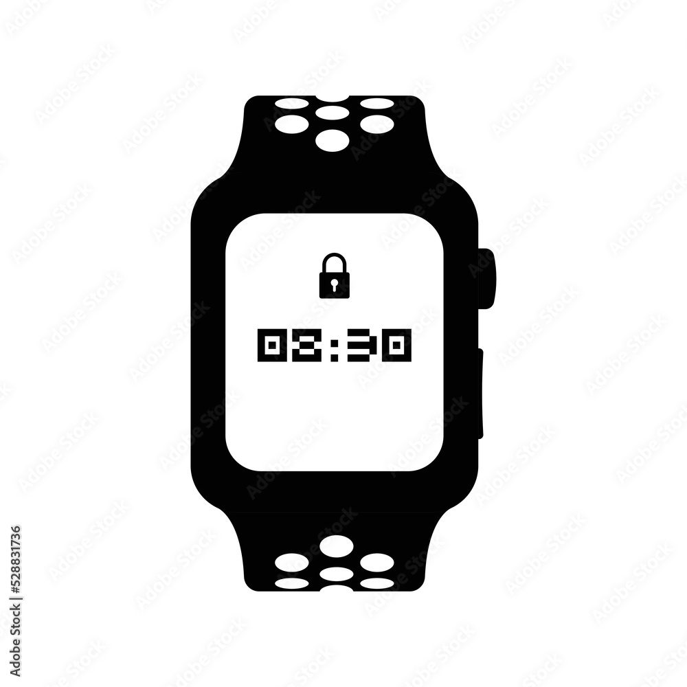 Naklejka premium Smartwatch Silhouette. Black and White Icon Design Elements on Isolated White Background