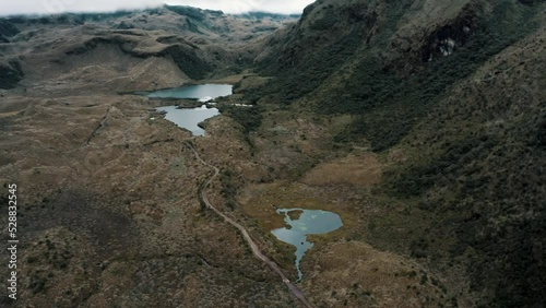 Thermal Waters By The Mountains Of Cayambe Coca National Park In Napo Province In Ecuador. aerial tilt-up