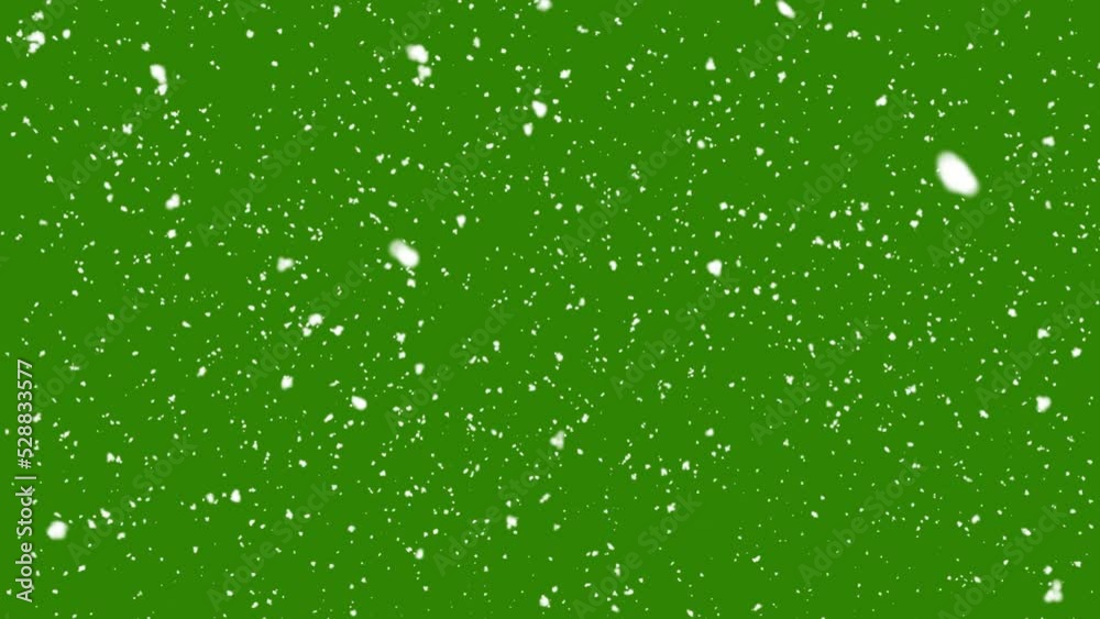 Snow falling on green screen background