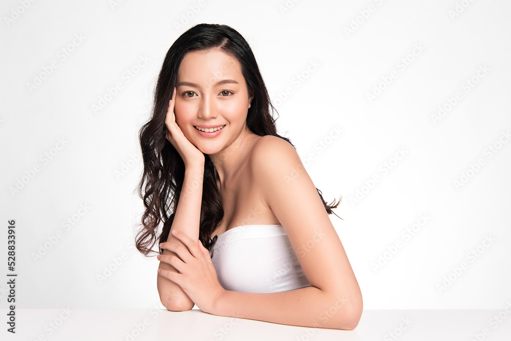 Beautiful young asian woman with clean fresh skin on white background, Face care, Facial treatment, Cosmetology, beauty and spa, Asian women portrait. Beautiful young asian woman with clean fresh skin on white background, Face care, Facial treatment, Cosmetology, beauty and spa, Asian women portrait.