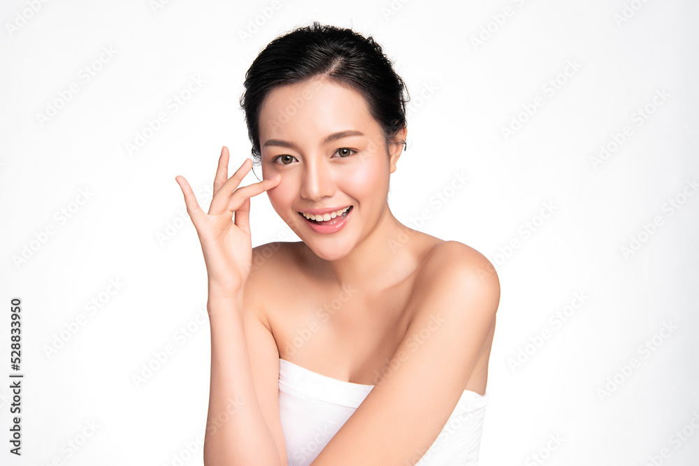 Beautiful young asian woman with clean fresh skin on white background, Face care, Facial treatment, Cosmetology, beauty and spa, Asian women portrait. Beautiful young asian woman with clean fresh skin on white background, Face care, Facial treatment, Cosmetology, beauty and spa, Asian women portrait.