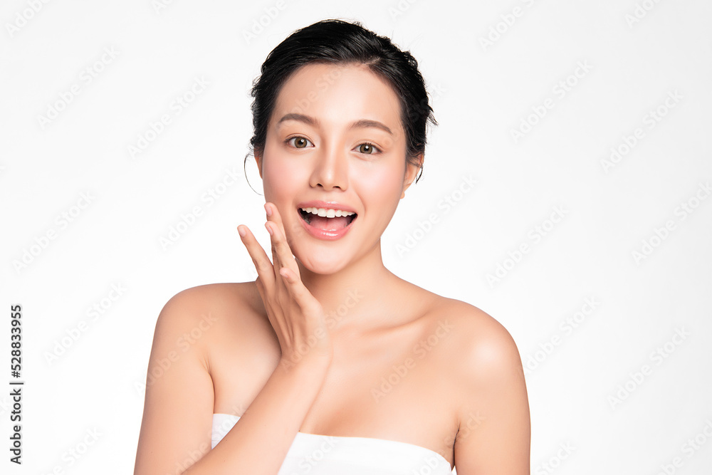 Beautiful young asian woman with clean fresh skin on white background, Face care, Facial treatment, Cosmetology, beauty and spa, Asian women portrait. Beautiful young asian woman with clean fresh skin on white background, Face care, Facial treatment, Cosmetology, beauty and spa, Asian women portrait.
