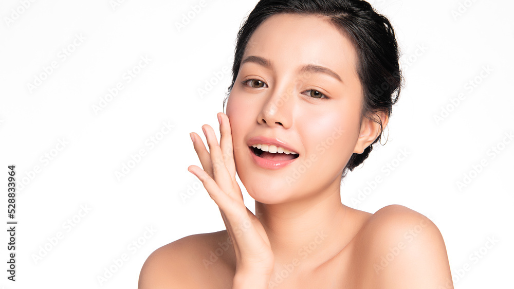 Beautiful young asian woman with clean fresh skin on white background, Face care, Facial treatment, Cosmetology, beauty and spa, Asian women portrait. Beautiful young asian woman with clean fresh skin on white background, Face care, Facial treatment, Cosmetology, beauty and spa, Asian women portrait.