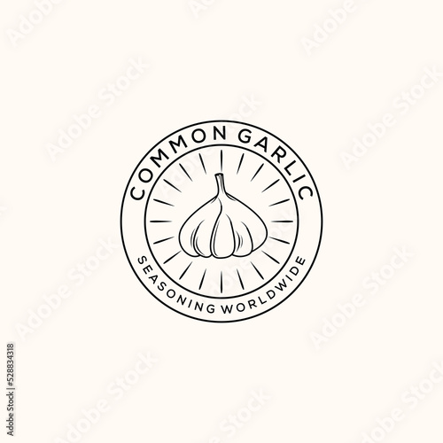 garlic line art vector minimalist illustration design, common garlic logo design