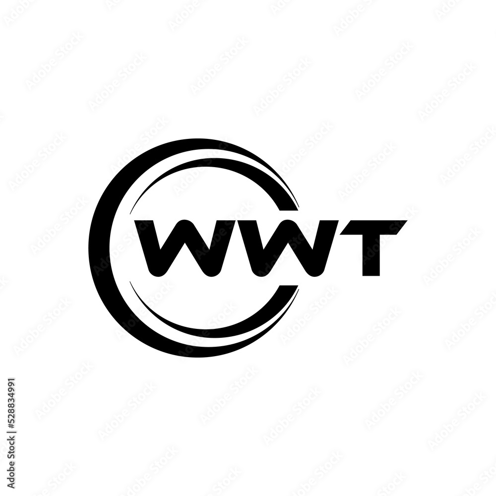WWT letter logo design with white background in illustrator, cube logo