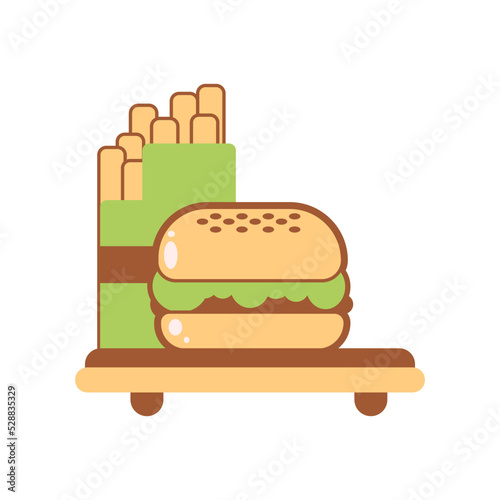 burger french fries restaurant food vector illustration