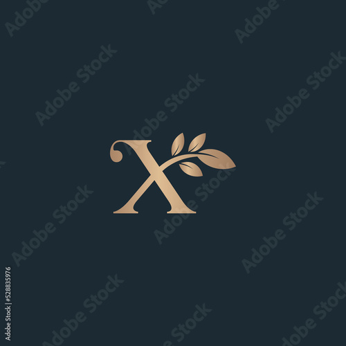 beauty letter logo X leaf luxury logo cosmetic
