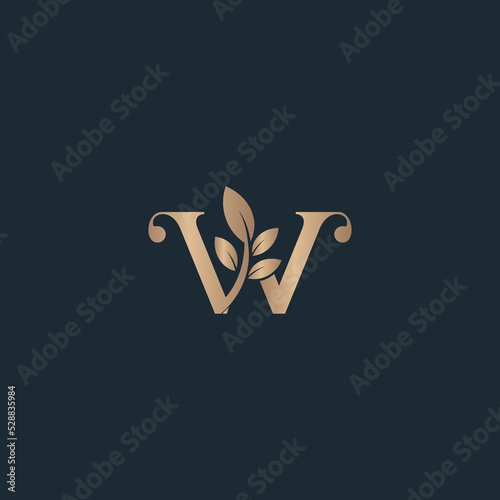 beauty letter logo W leaf luxury logo cosmetic