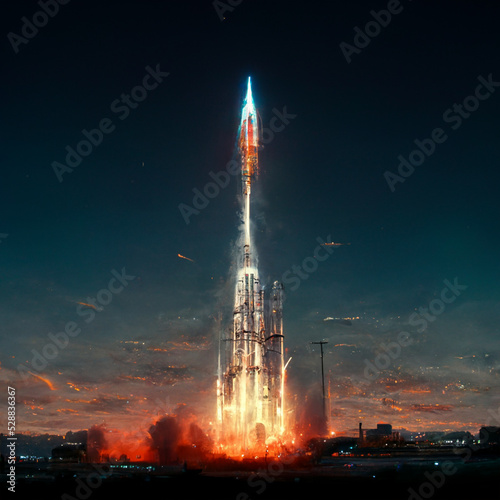rocket soaring into the sky, rocket launch 3D illustrations or 3D rendered wallpaper images.