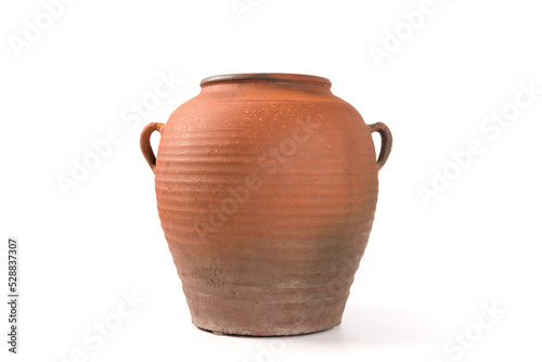 old clay pot isolated on white background.