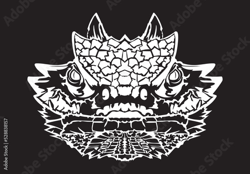 Horned Lizard face vector iilustration in hand drawn style, perfect for tshirt and mascot design 