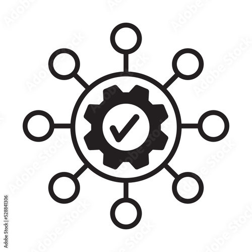 Multichannel marketing icon. Marketing vector icon. gear, check mark symbol.
