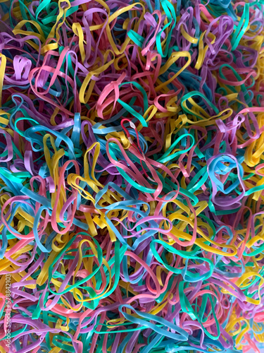 Pile of colorful rubber hair tie. colorful japan rubber © Roby