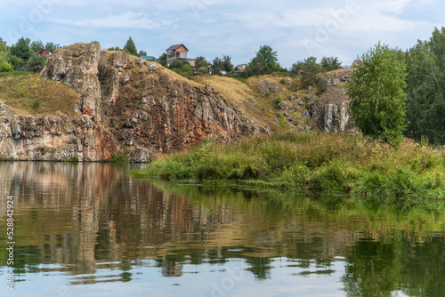 Iset River with its high rocky banks. Ural (Russia).