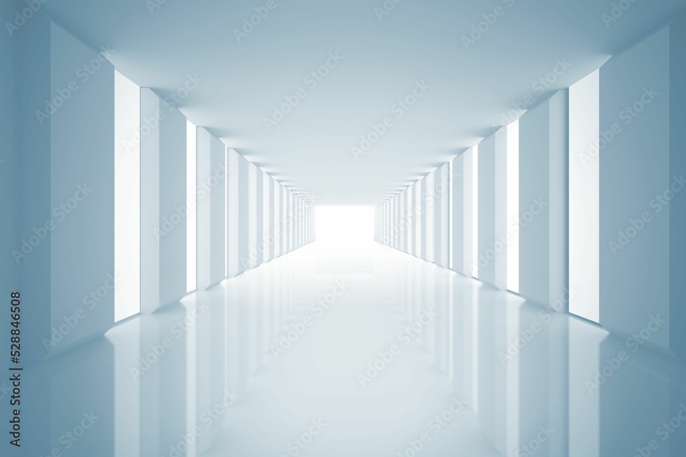Lit up white modern hallway