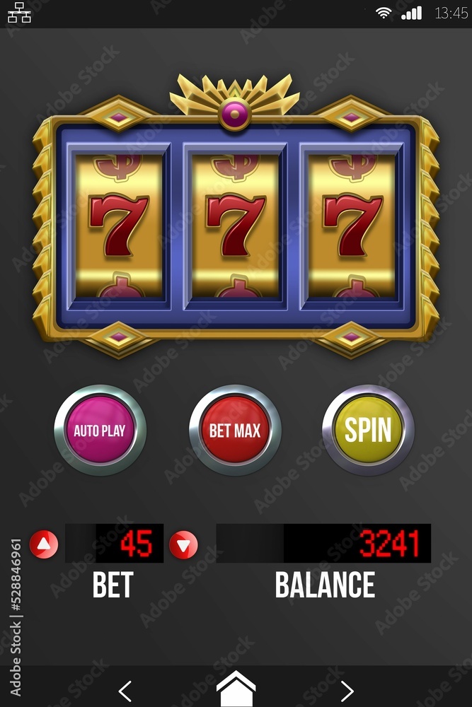 Naklejka premium Casino slot machine app on mobile screen