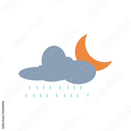 night downpour weather vector illustration