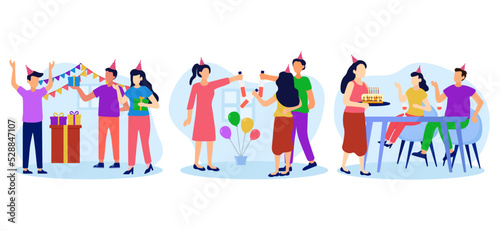 Birthday Party Scene Flat Bundle Design