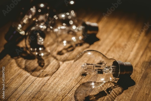 High angle view of light bulbs