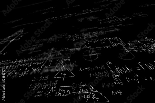 Digitally composite image of mathematical equations with solution 