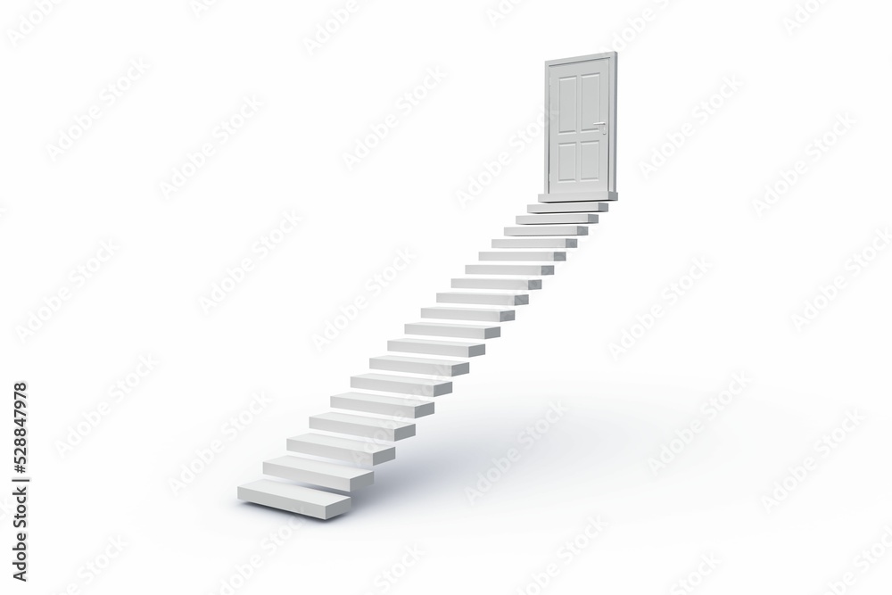 Fototapeta premium White steps leading to closed door