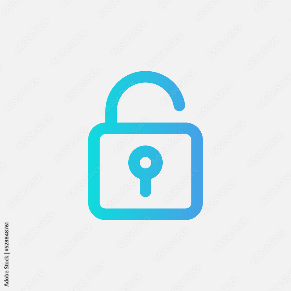 Unlock icon in gradient style about user interface, use for website mobile app presentation Unlock icon in gradient style about user interface, use for website mobile app presentation