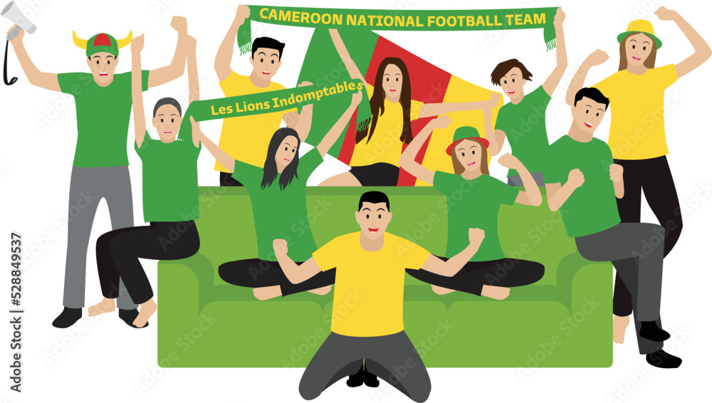 Obraz premium Cameroon Football Fans Watching TV