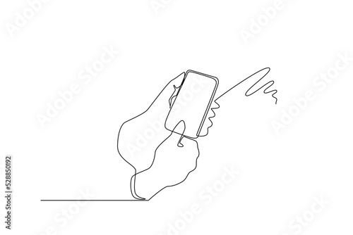 simple line illustration of gadget. One line concept of hand phone, mobile phone, and telephone.