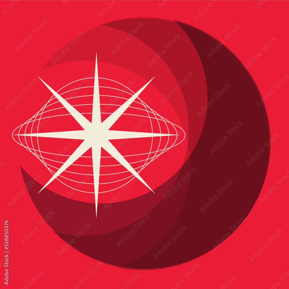 Illustration of Avant Garde Eye Ball, Red Textured Illustration of Avant Garde Eye Ball, Red Textured