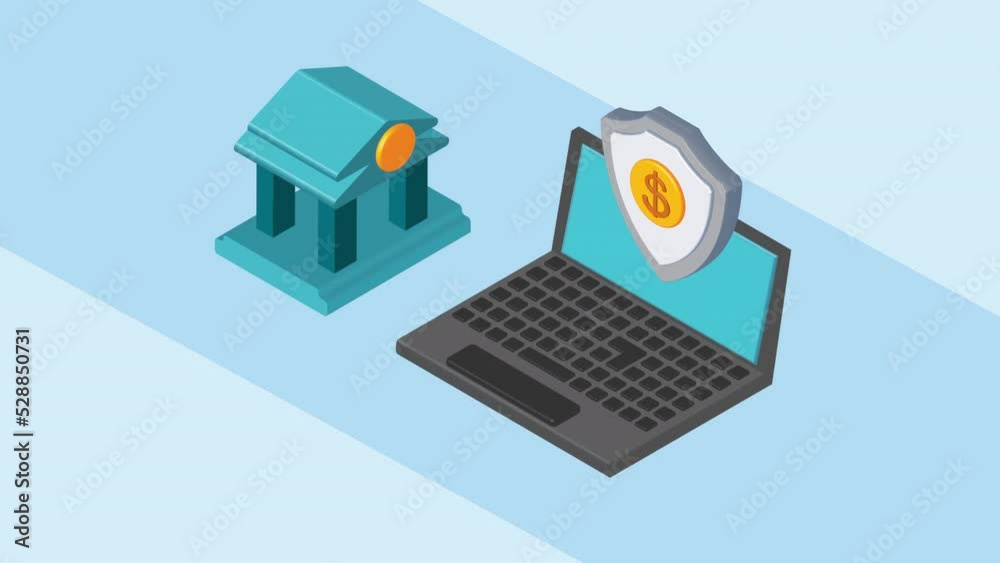 money dollars financial in laptop animation money dollars financial in laptop animation