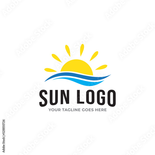 Sun summer logo icon vector template.