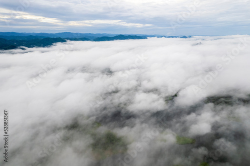 Top view Landscape of Morning Mist with Mountain Layer at north of Thailand