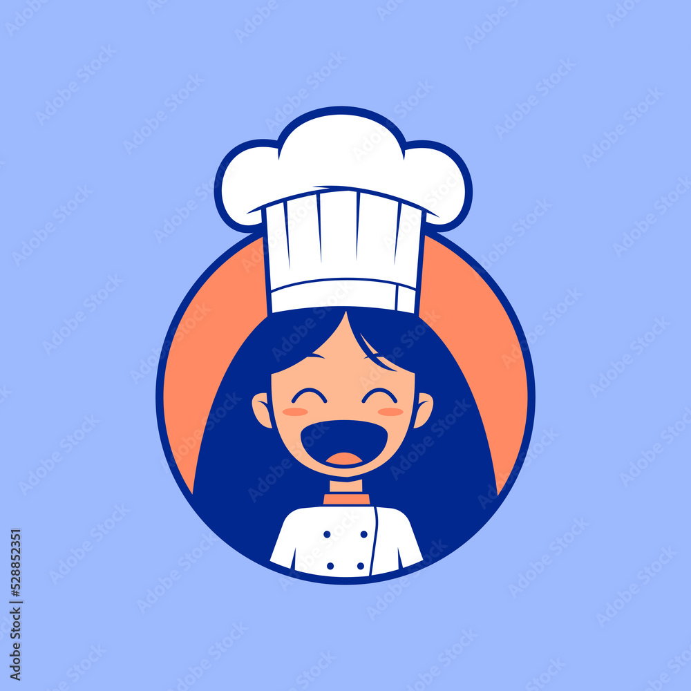Funny female chef cooking master cartoon emblem logo Funny female chef cooking master cartoon emblem logo