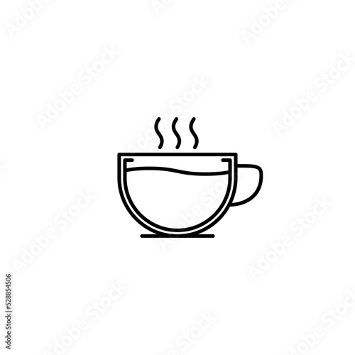 cup icon with hot water on white background. simple, line, silhouette and clean style. black and white. suitable for symbol, sign, icon or logo